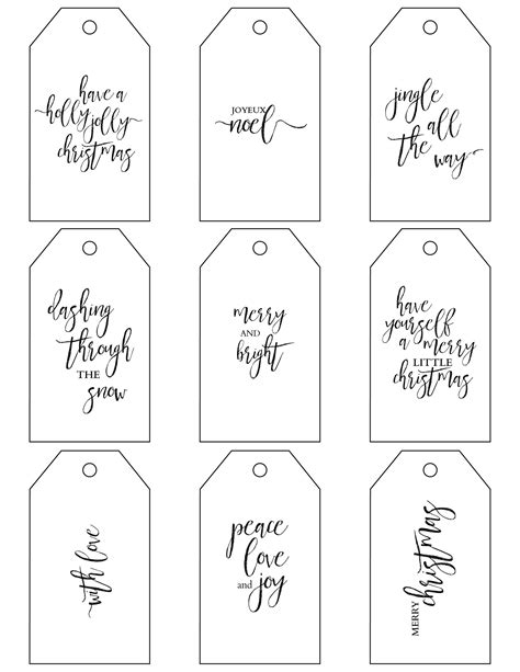 Printable Christmas Tags Black And White - Printable Word Searches