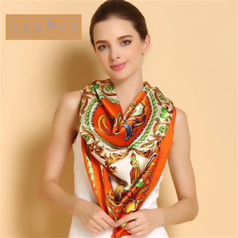 Inplusni women silk scarves the new large squares of high grade real ...