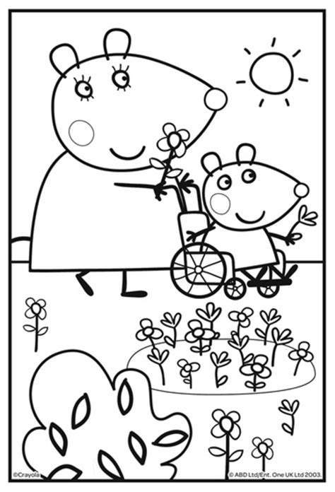 Peppa pig in a wheelchair with her daddy - Peppa Pig Coloring Pages for ...