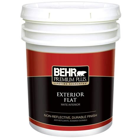 BEHR Premium Plus 5 Gal. Ultra-Pure White Flat Exterior Paint-405005 ...