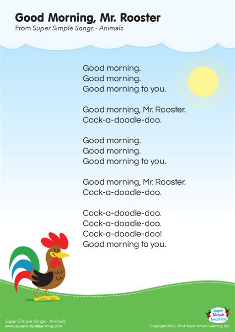 Good Morning, Mr. Rooster Lyrics Poster - Super Simple