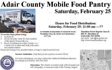 Mobile Food Pantry Distribution – Hamilton Street Baptist Church