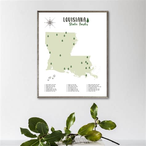 Louisiana State Parks Map | Gift For Hiker | Louisiana Map – Nomadic Spices