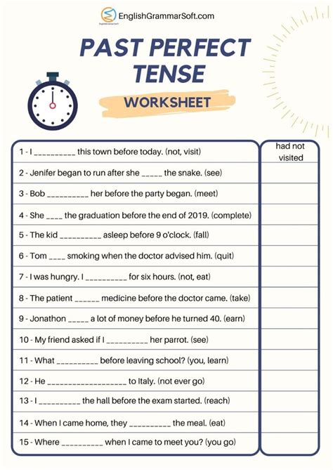 Past Perfect Tense Worksheets with Answers