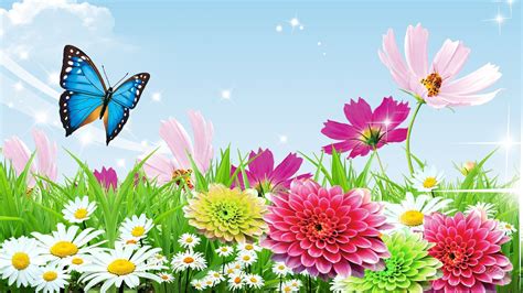 Flowers And Butterflies Background