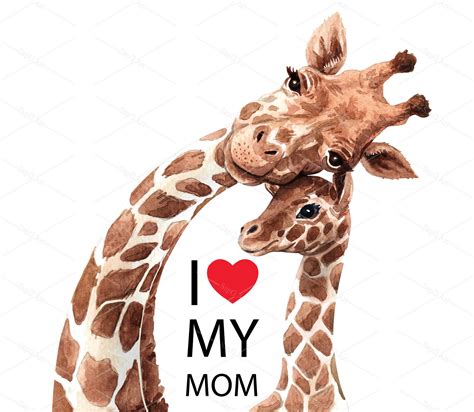 Watercolor Giraffe Watercolor Mom Giraffe and Baby Drawing - Etsy Canada