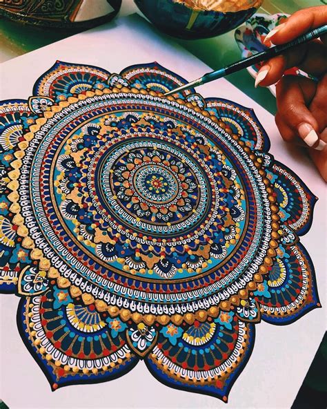 Festive #mandala // Why not. 🤷🏻‍♀️ - Acrylics by @winsorandnewton, Gold ...