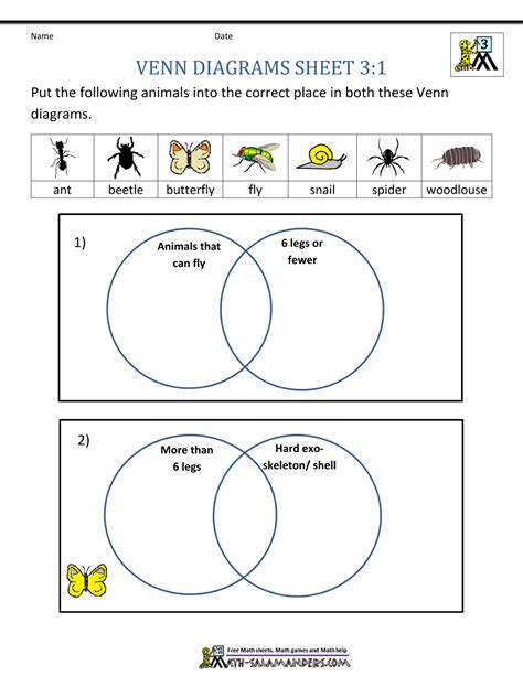 Venn Diagram Worksheets 3rd Grade