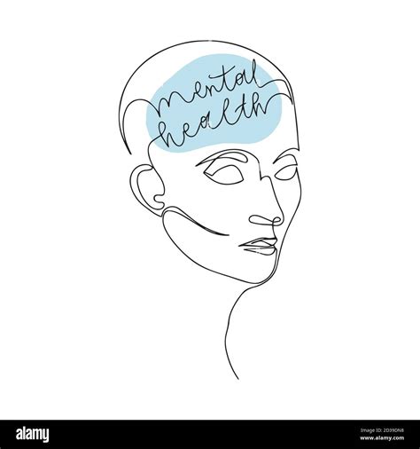 Mental Health For Women. Line Drawing of Human Head With Quote In His ...