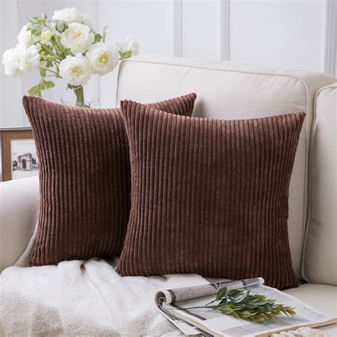 Soft Corduroy Striped Velvet Square Decorative Throw Pillow Cusion For ...