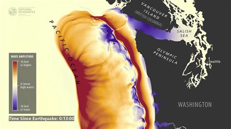 Tsunami wave simulation for Washington State - YouTube