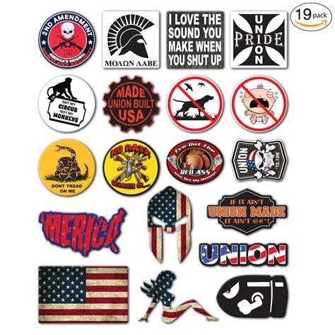 19-Pack Union Hard Hat, Tool Chest, Lunch Box Stickers | 100% Vinyl ...