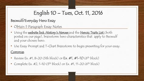 English 10 – Thurs, Oct. 13, 2016 Due Today: - ppt download