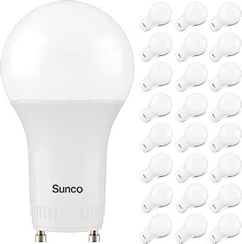 Sunco 24 Pack GU24 LED Light Bulbs 2 Prong A19, CRI91 3000K Warm White ...