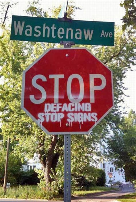 Stop Sign Graffiti Lacks Self Awareness