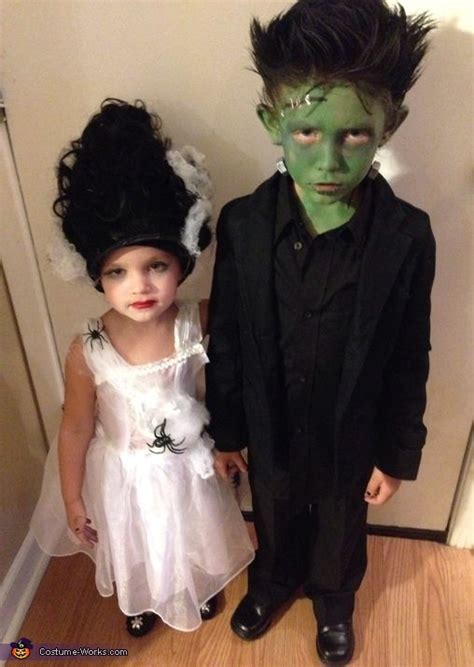 Frankenstein & his Bride Costume | Frankenstein costume kids, Sibling ...