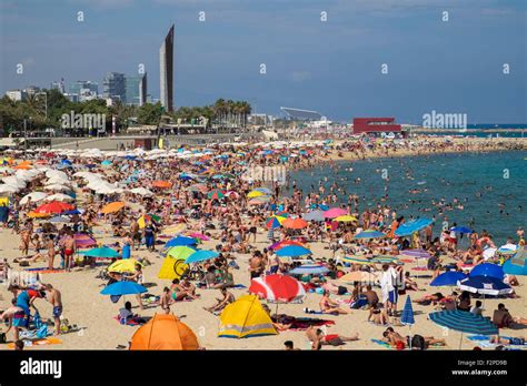 Nova Icaria Beach in Barcelona coast, Catalonia, Spain Stock Photo - Alamy