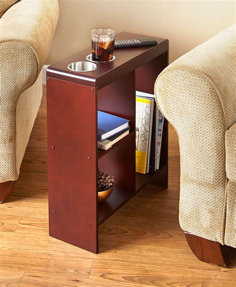 The Lakeside Collection Slim End Table with Drink Holders (Black ...