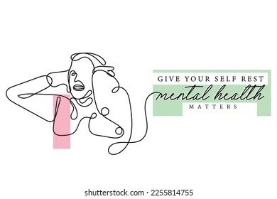 Mental Health Line Art Vector Mental Stock Vector (Royalty Free ...