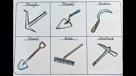 Agricultural Tools drawing with names/How to draw Agriculture tools ...