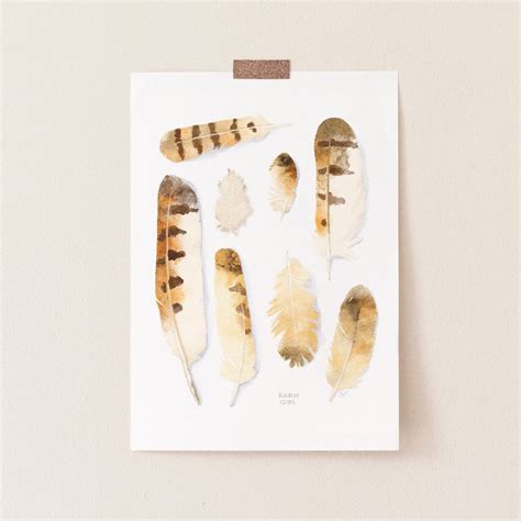 Feather Art Print, Feather Watercolor Art, Barn Owl, Barn Owl Feather ...