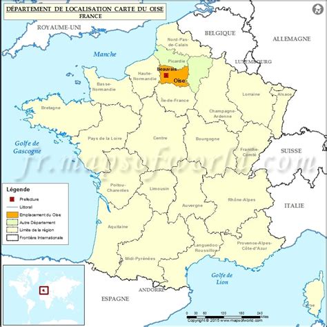 Oise Carte de localisation, Département Oise, France