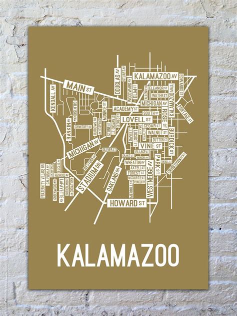 Kalamazoo, Michigan Street Map Print | Map print, Street map, Map design