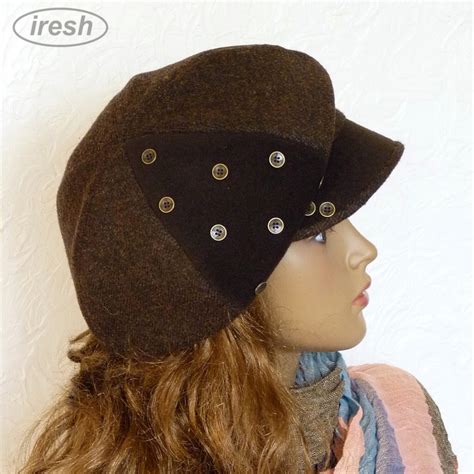 Brown Winter Newsboy Cap Women's Brown Cap Warm Newsboy - Etsy