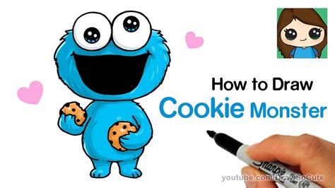 How to Draw Cookie Monster Easy and Cute - YouTube