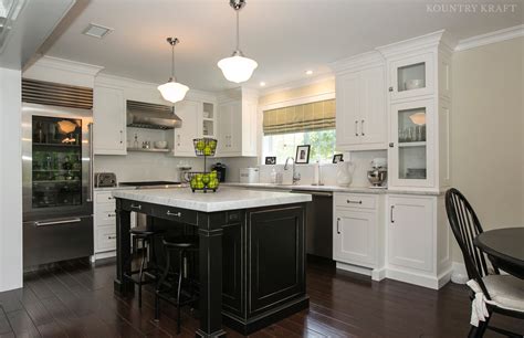 Black Kitchen Island and White Cabinets in Chatham, NJ