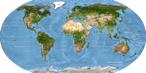 World Map - A Physical Map of the World - Nations Online Project