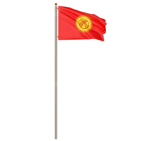 Kyrgyzstan Flag With Pole, Kyrgyzstan Flag Waving, Kyrgyzstan Flag ...