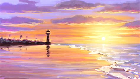 How to draw a sunset painting – Easy step by step Krita tutorial ...