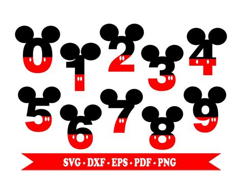 Mickey Mouse Birthday numbers svg in five file formats eps