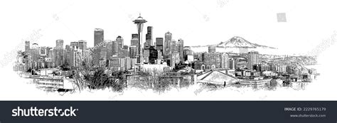 Seattle Skyline Ink Sketch Illustration Stock Illustration 2229765179 ...