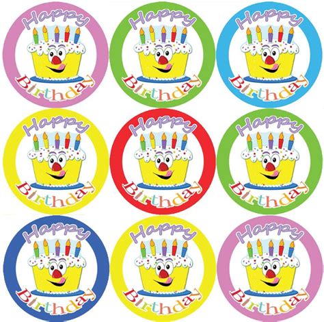 144 Happy Birthday Cake Themed 30mm Children's Reward Stickers for ...