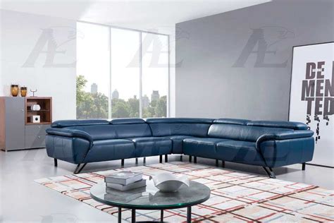 Navy Blue Leather Sectional Sofa AE 002 | Leather Sectionals