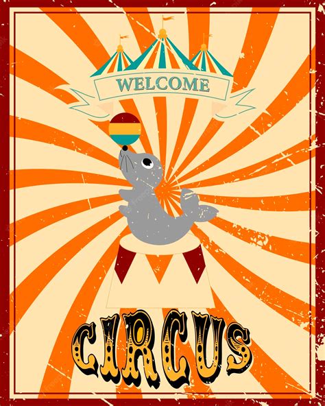 Premium Vector | Vintage circus banner With the image of a fur seal