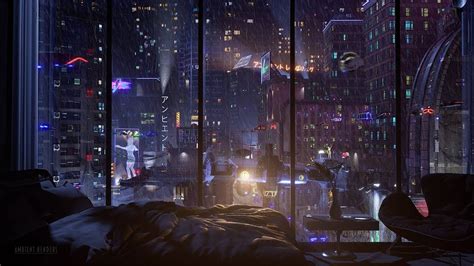 Scifi City, Cyberpunk City, Arte Cyberpunk, Rain Window, Night Window ...