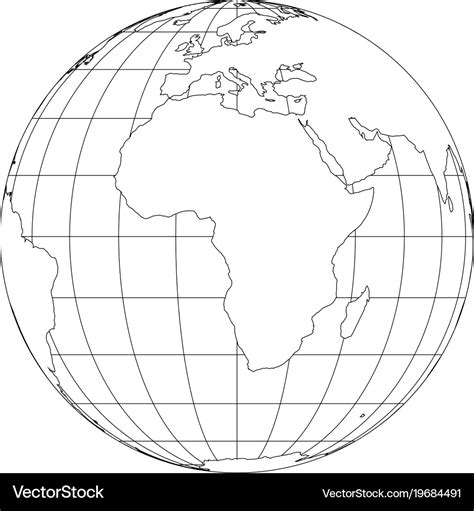 Outline earth globe with map of world focused Vector Image