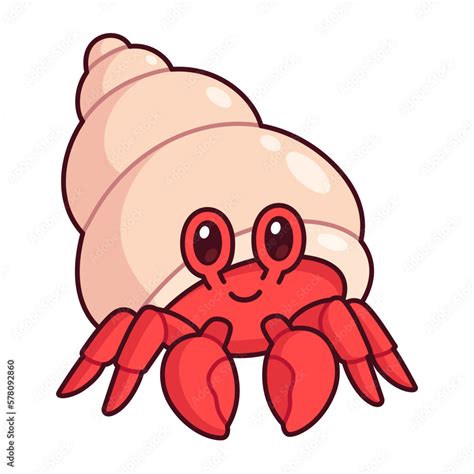 Cute cartoon hermit crab drawing Stock Vector | Adobe Stock