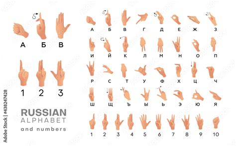 Russian sign language ASL Alphabet and numbers. Deaf-mutes hand ...