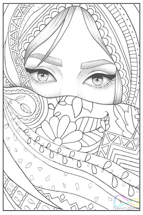 Portrait Coloring Pages for Adults B&W VERSION People Coloring Pages ...