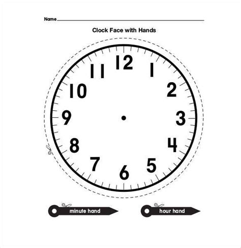 Clock Face Printable with Hands and Numbers