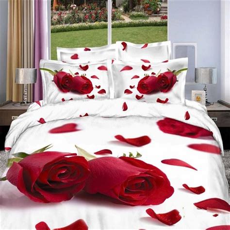 Aliexpress.com : Buy Romantic Red Rose Petal 3d bedding set queen size ...