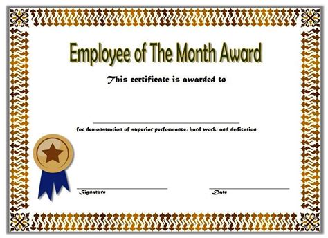 Free Printable Employee Of The Month Certificate