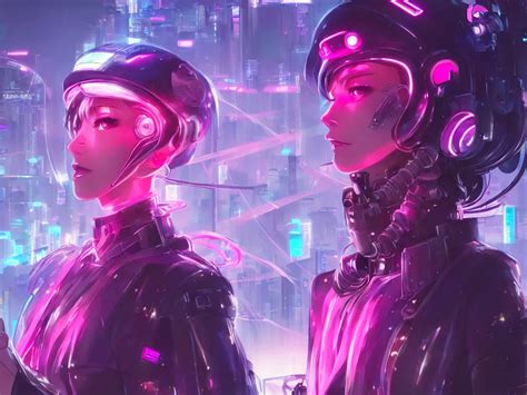 portrait anime visual futuristic female cyber police, | Stable ...