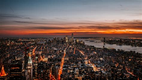 Wallpaper New York, Night City, Skyline, Sky, Dusk, - New York City ...