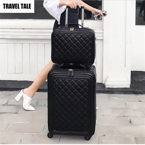 16-20-24-Inc-Women-Retro-PU-Leather-Trolley-Koffers-Spinner-Travel ...