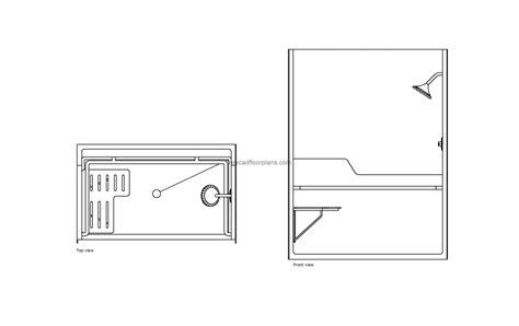 ADA Roll-In Shower, AutoCAD Block - Free Cad Floor Plans